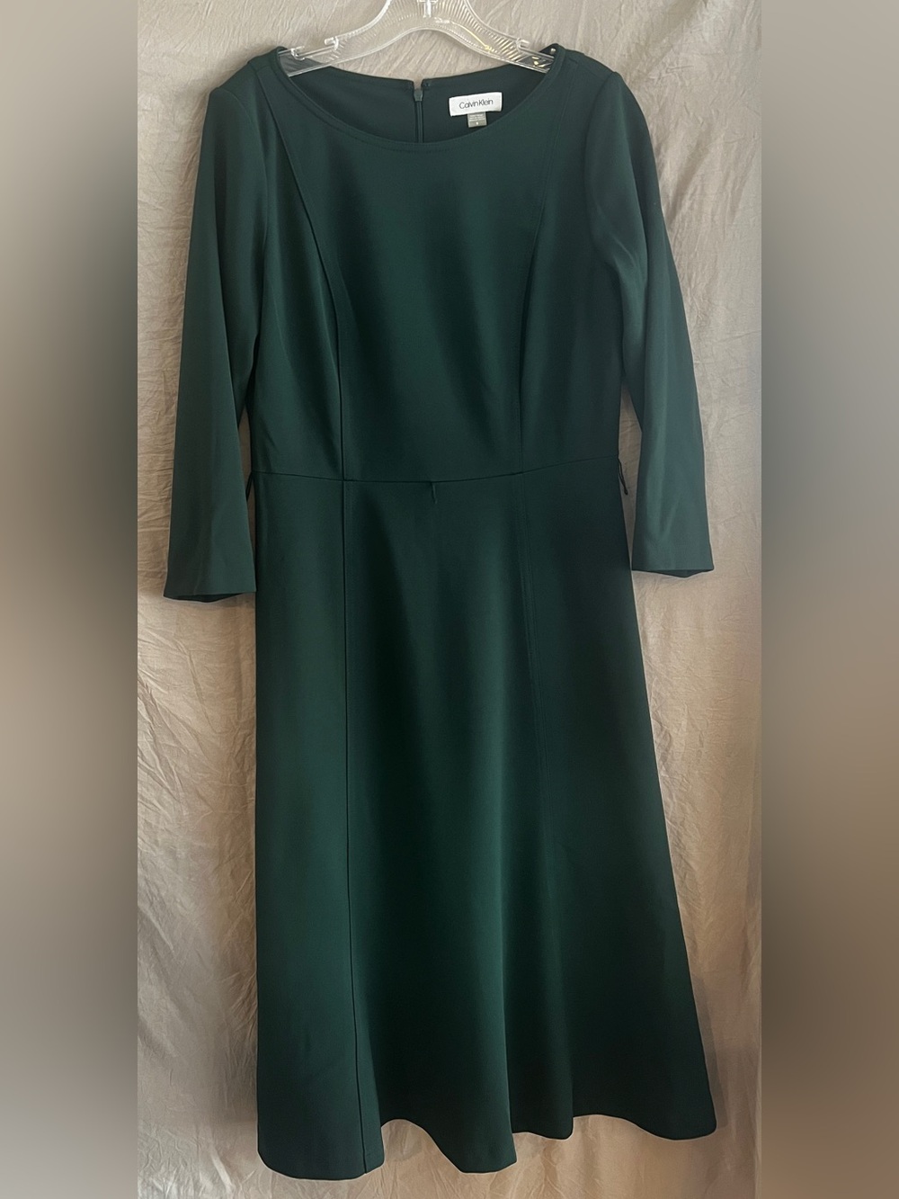 Calvin Klein Emerald Green Long-Sleeve Sheath Dress